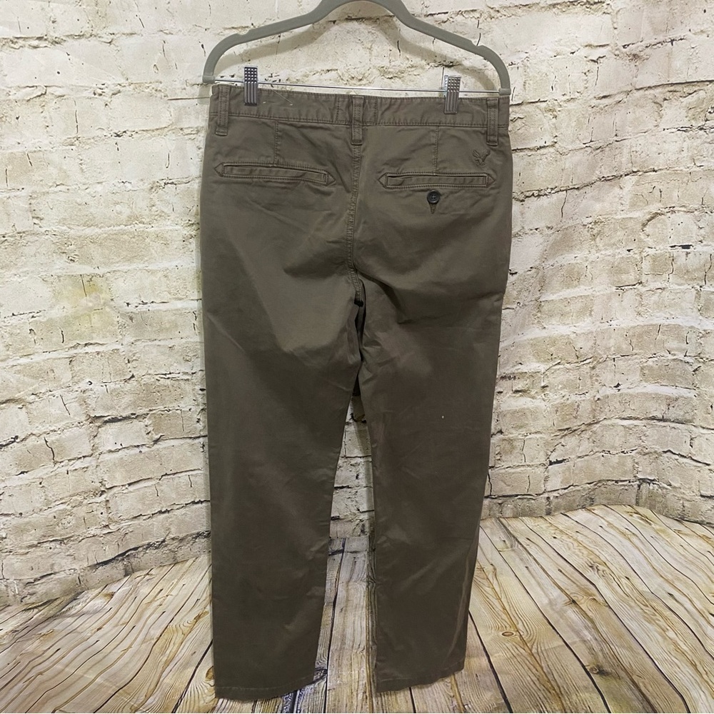 NEW American Eagle Green Slim Straight Khaki Chino Pants - Picture 3 of 6